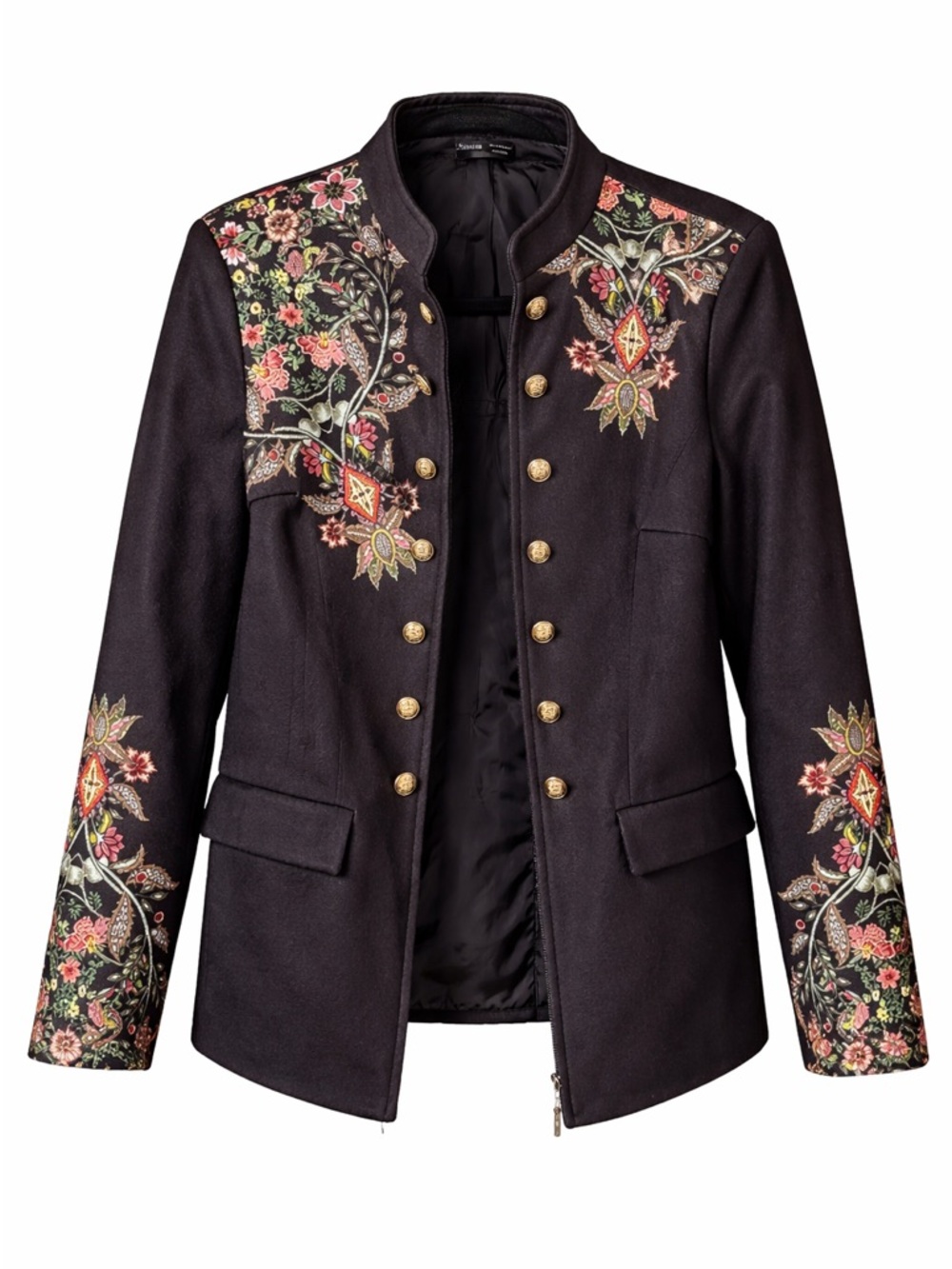 SHEIN Black Floral Military-Style Jacket